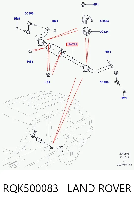 Estabilizador traseiro RQK500083 Land Rover