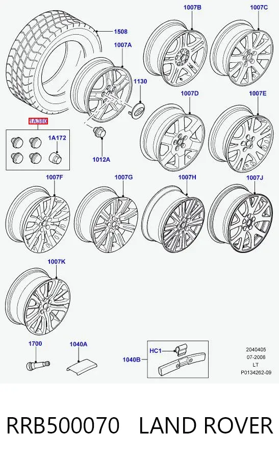 Parafuso de roda RRB500070 Land Rover
