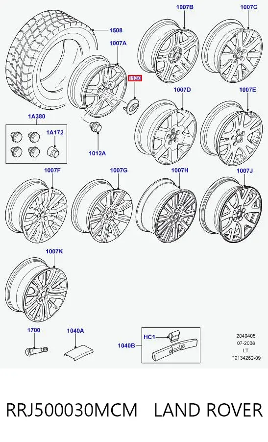 Coberta de disco de roda RRJ500030MCM Land Rover