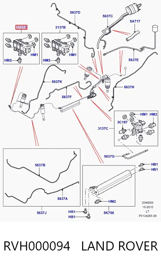 Unidade de válvulas de suspensão regulada dianteira RVH000094 Land Rover