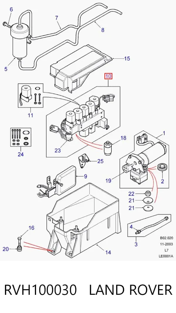 Unidade de controlo de suspensão pneumática RVH100030 Land Rover