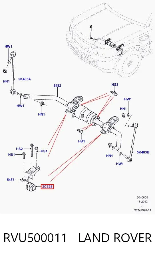 Bucha de estabilizador dianteiro RVU500011 Land Rover