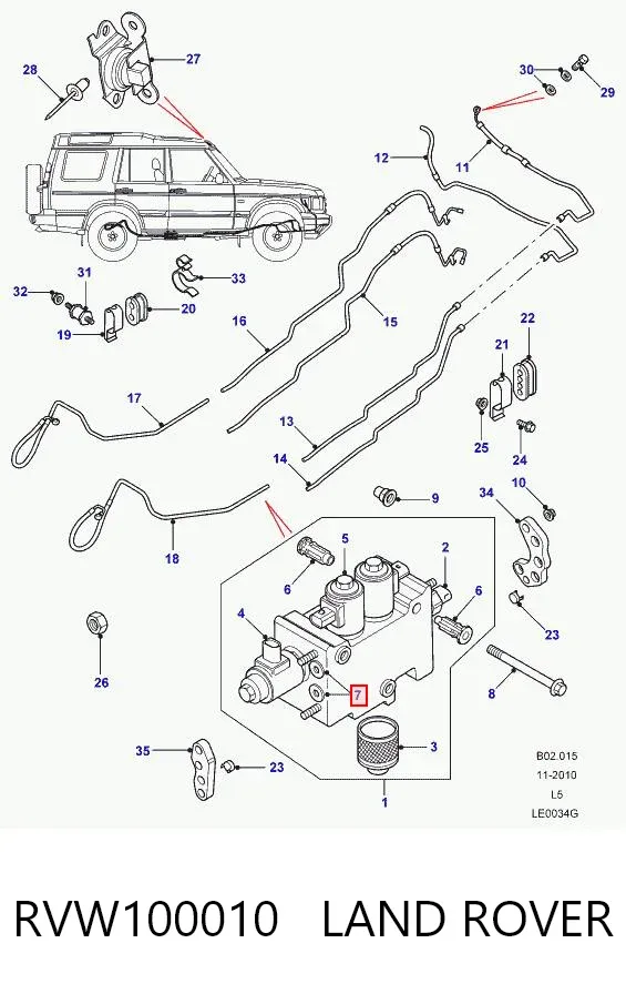 Vedação de bloco de válvulas do sistema de suspensão hidráulica RVW100010 Land Rover