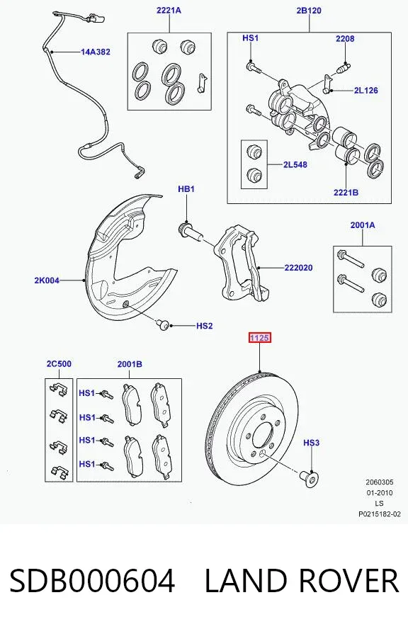 Disco do freio dianteiro SDB000604 Land Rover