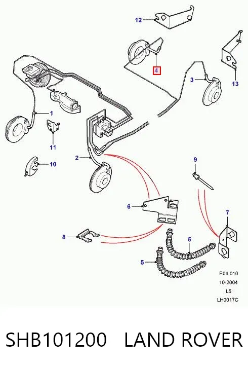 Mangueira do freio traseira direita SHB101200 Land Rover