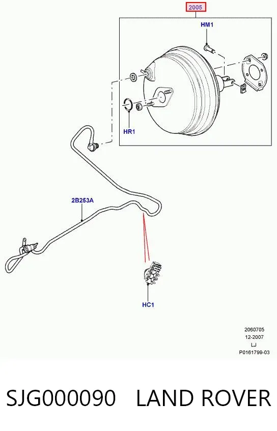 Reforçador dos freios a vácuo SJG000090 Land Rover