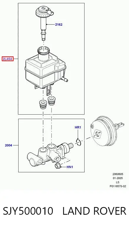 Tanque de cilindro mestre do freio (de fluido de freio) SJY500010 Land Rover