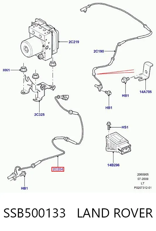 Sensor dianteiro de ABS SSB500133 Land Rover