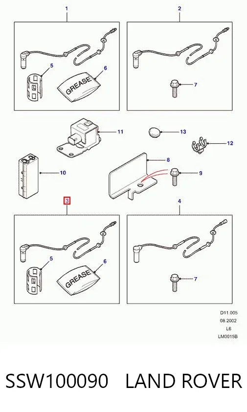 Sensor ABS traseiro SSW100090 Land Rover