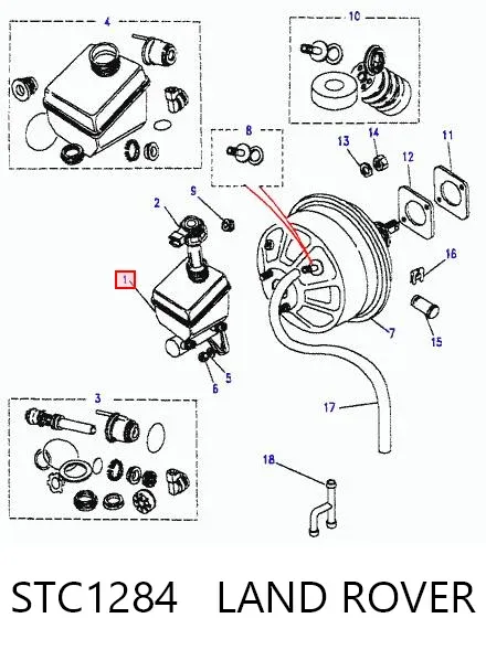 Cilindro mestre do freio STC1284 Land Rover