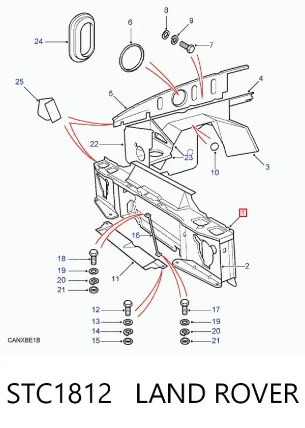 Suporte do radiador montado (painel de montagem de fixação das luzes) Land Rover Discovery I