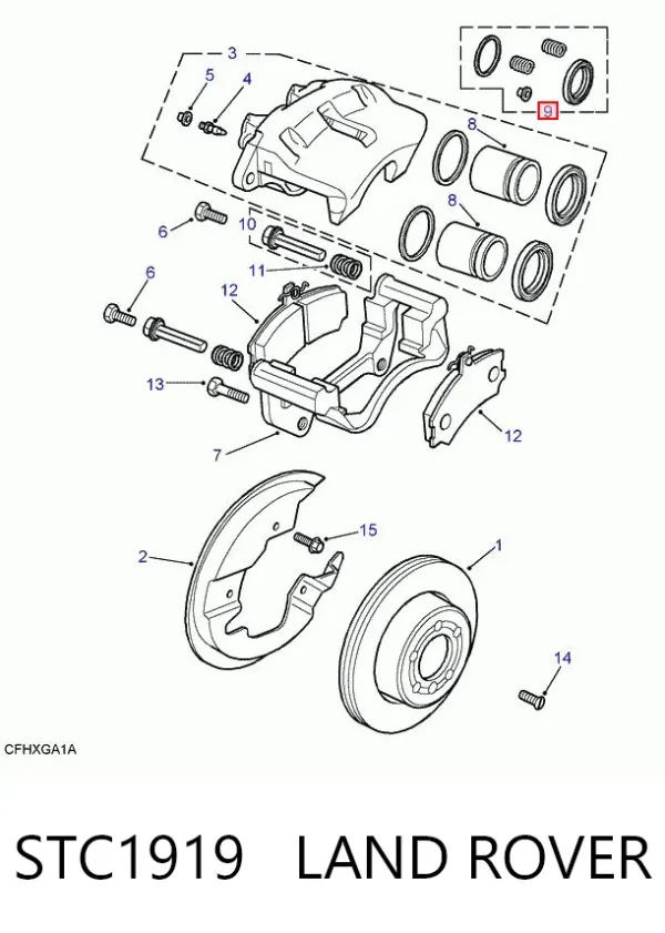 Kit de reparação de suporte do freio dianteiro STC1919 Land Rover