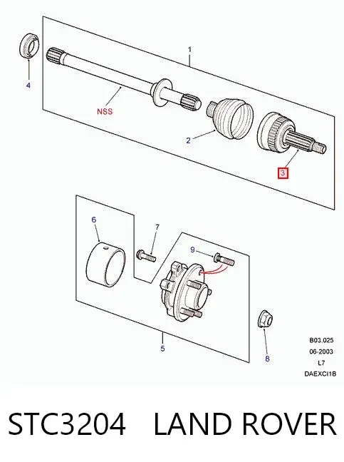 Junta homocinética externa dianteira STC3204 Land Rover