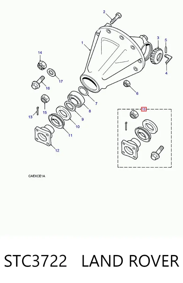 Flange da haste de redutor traseiro STC3722 Land Rover