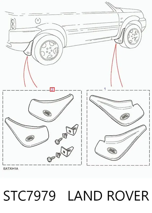 Protetores de lama traseiros, kit STC7979 Land Rover