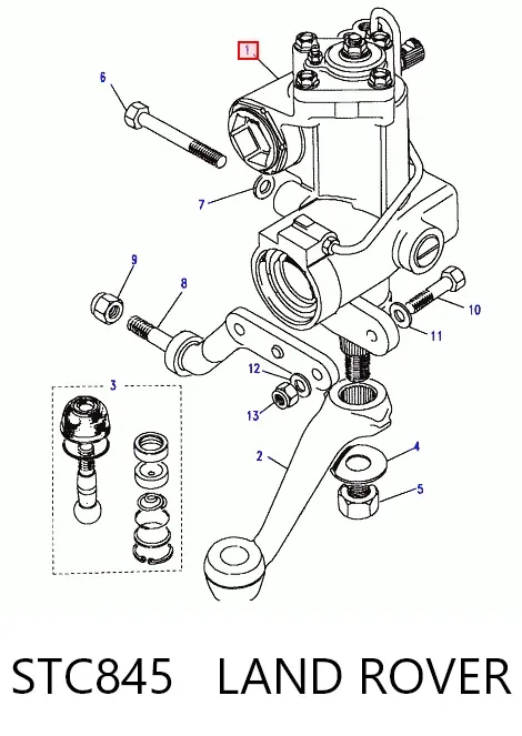 Cremalheira da direção STC845 Land Rover
