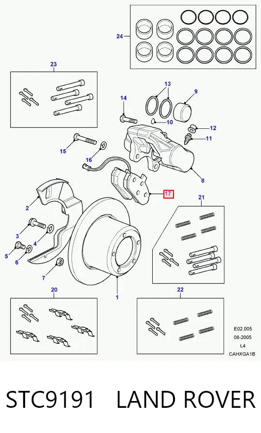 Sapatas do freio dianteiras de disco STC9191 Land Rover