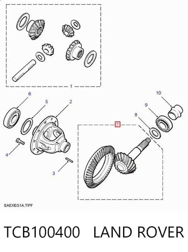 Redutor do eixo traseiro TCB100400 Land Rover