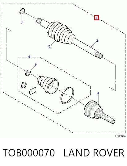 Semieixo traseiro TOB000070 Land Rover
