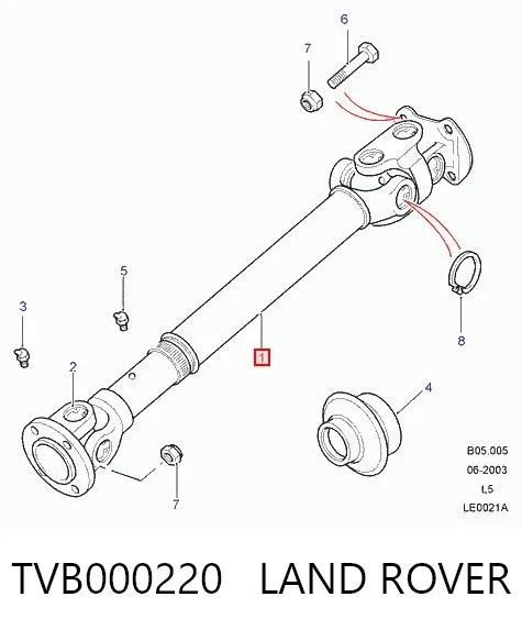 Junta universal até o eixo dianteiro TVB000220 Land Rover