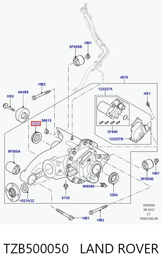 Bucim de redutor do eixo dianteiro TZB500050 Land Rover