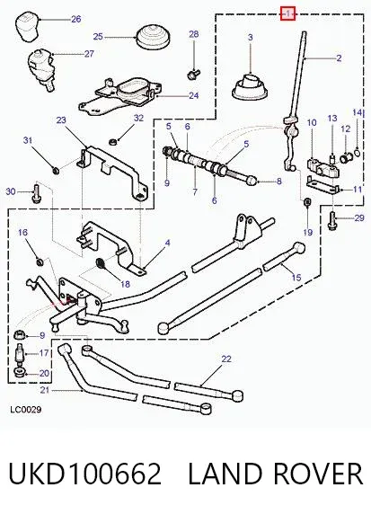 Mecanismo de mudança (ligação) UKD100662 Land Rover