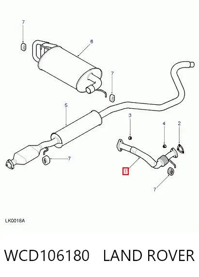 Silenciador, parte dianteira WCD106180 Land Rover