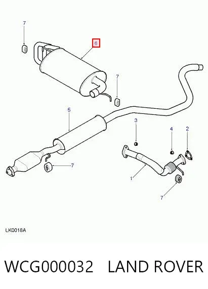 Silenciador, parte traseira WCG000032 Land Rover