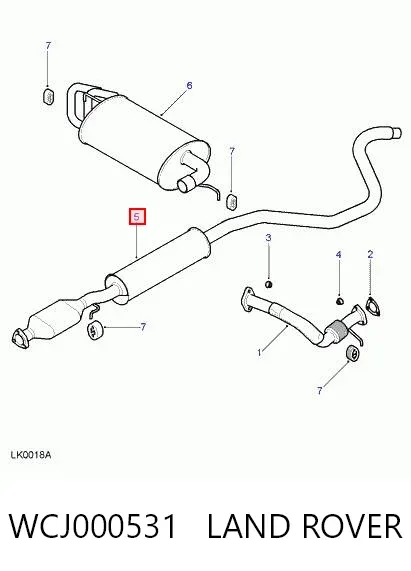 Silenciador, parte central WCJ000531 Land Rover