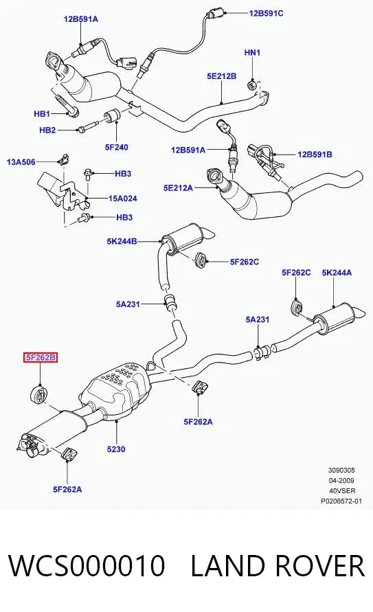 Coxim de fixação do silenciador WCS000010 Land Rover