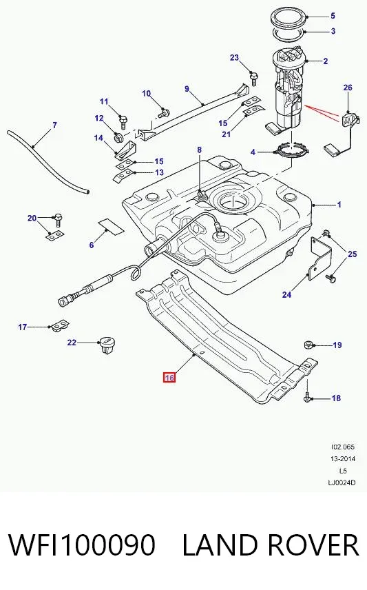 Proteção de fundo, do tanque de combustível WFI100090 Land Rover