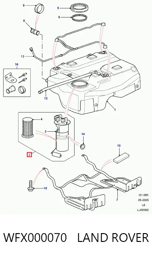 Módulo de bomba de combustível com sensor do nível de combustível WFX000070 Land Rover