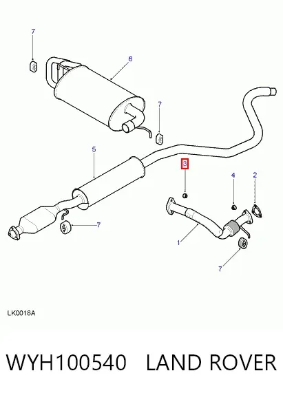 Porca de tubo coletor de escape WYH100540 Land Rover