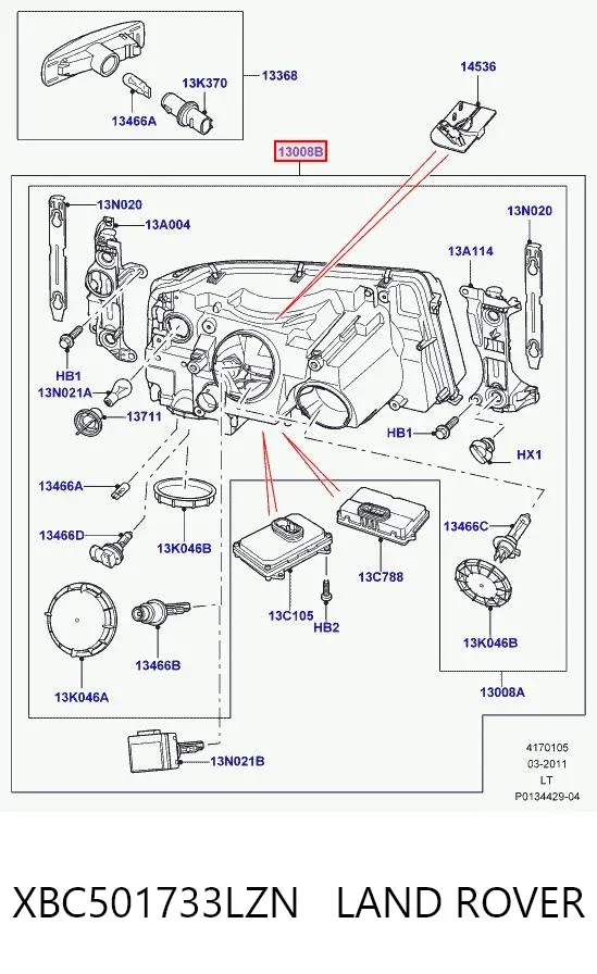 Luz esquerda XBC501733LZN Land Rover