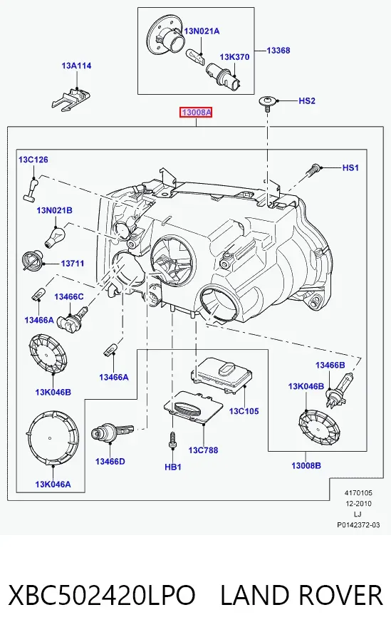 Luz direita XBC502420LPO Land Rover