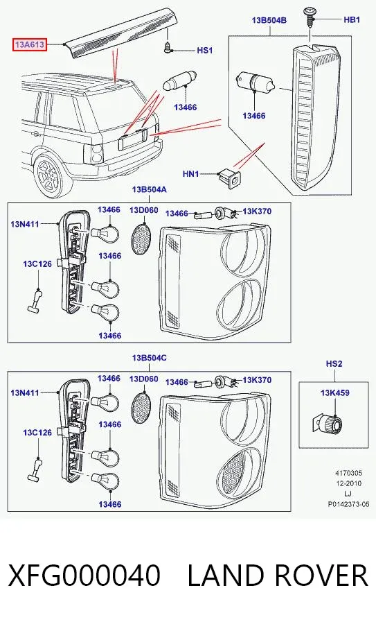 Sinal de parada traseiro adicional Land Rover Range Rover III