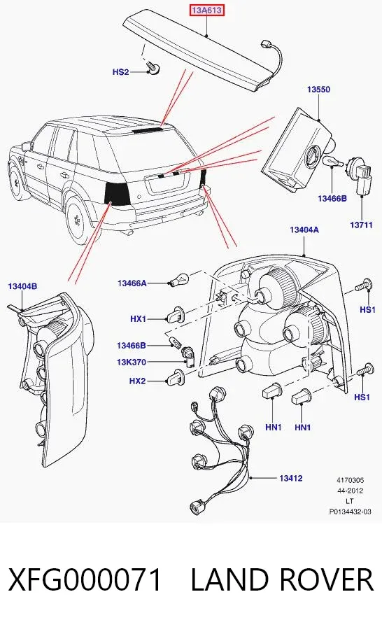 Sinal de parada traseiro adicional Land Rover Range Rover SPORT I