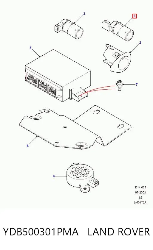 Sensor de sinalização de estacionamento (sensor de estacionamento) dianteiro/traseiro central YDB500301PMA Land Rover