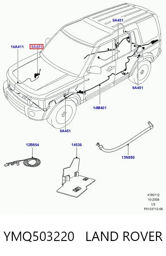 Fios isolados de sensor do nível de carroçaria dianteiro YMQ503220 Land Rover
