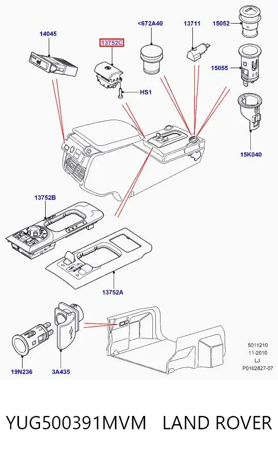 Interruptor de controlo da posição do freio de estacionamento YUG500391MVM Land Rover