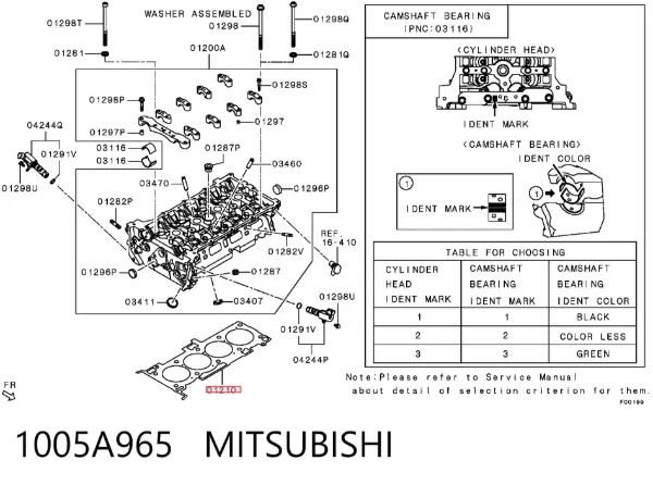 Vedante de cabeça de motor (CBC) 1005A965 Mitsubishi