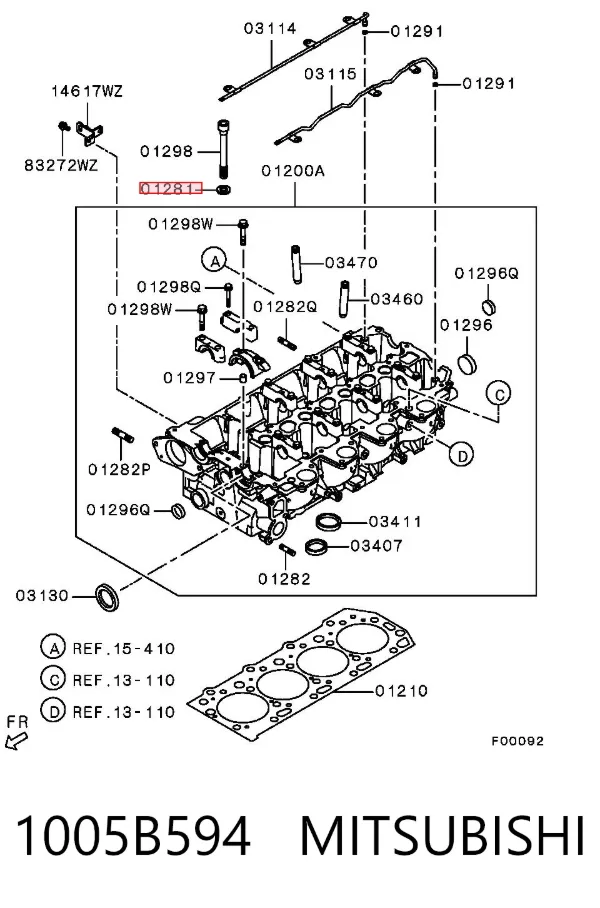 Parafuso de cabeça de motor (CBC) 1005B594 Mitsubishi
