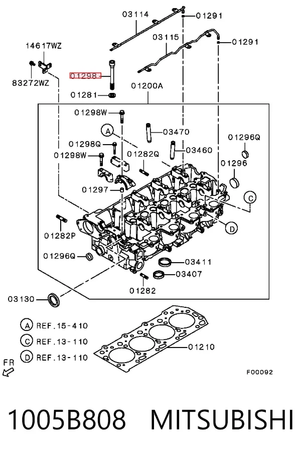 Parafuso de cabeça de motor (CBC) 1005B808 Mitsubishi