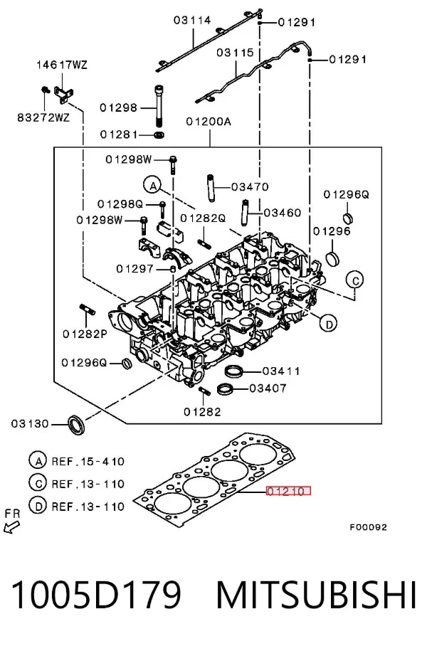 Vedante de cabeça de motor (CBC) 1005D179 Mitsubishi