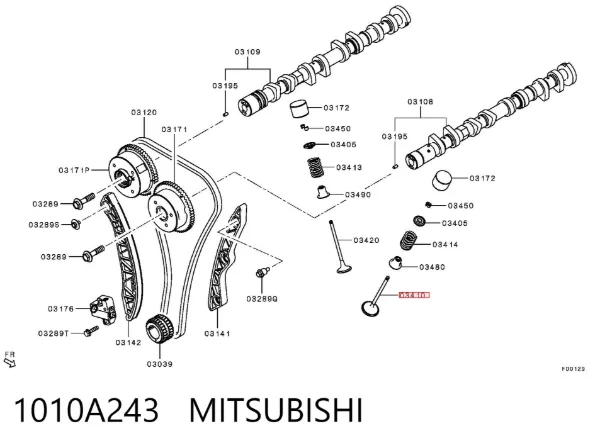 Válvula de admissão 1010A243 Mitsubishi