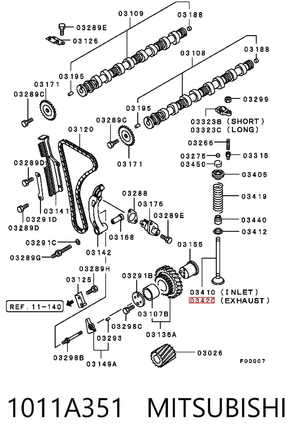 Válvula de escape 1011A351 Mitsubishi
