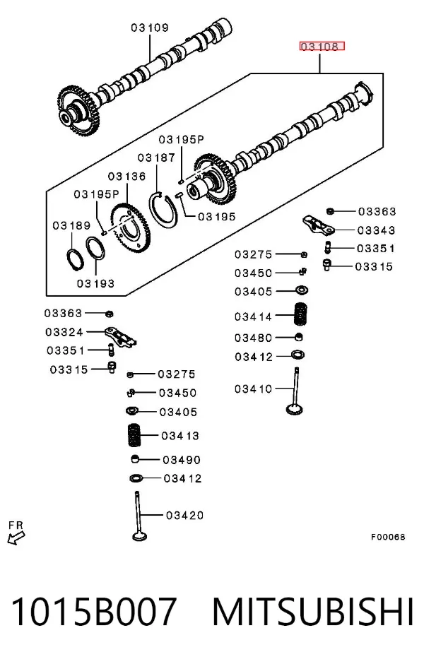 Árvore distribuidora de motor de admissão 1015B007 Mitsubishi