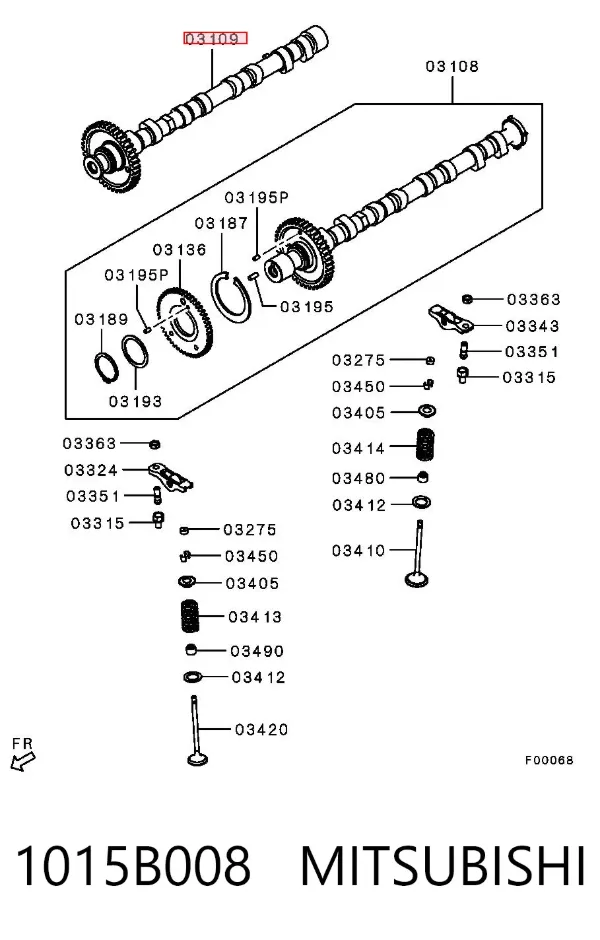 Árvore distribuidora de motor de escape 1015B008 Mitsubishi
