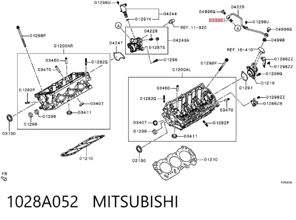 Vedante de óleo de cano coletor de controlo de acoplamento 1028A052 Mitsubishi