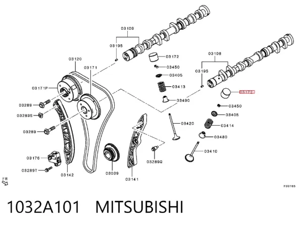 Compensador hidrâulico (empurrador hidrâulico), empurrador de válvulas 1032A101 Mitsubishi